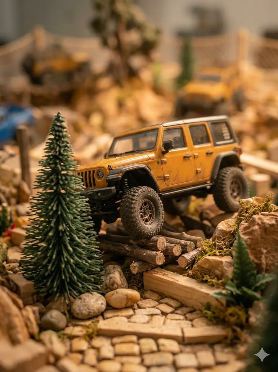 Detalj minijaturnog offroad autića (crawlera) na daljinsko upravljanje, omjera 1:24
